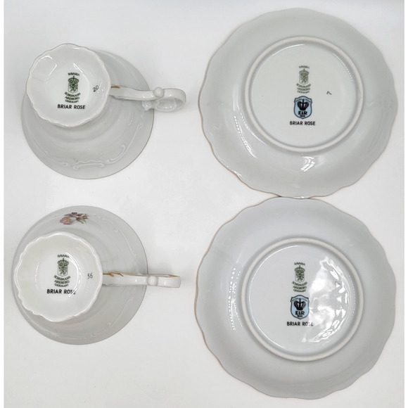 Two Schumann Arzberg Briar Rose Cup & Saucer Set Bavaria Germany Gold Trim 1950s - Picture 6 of 16